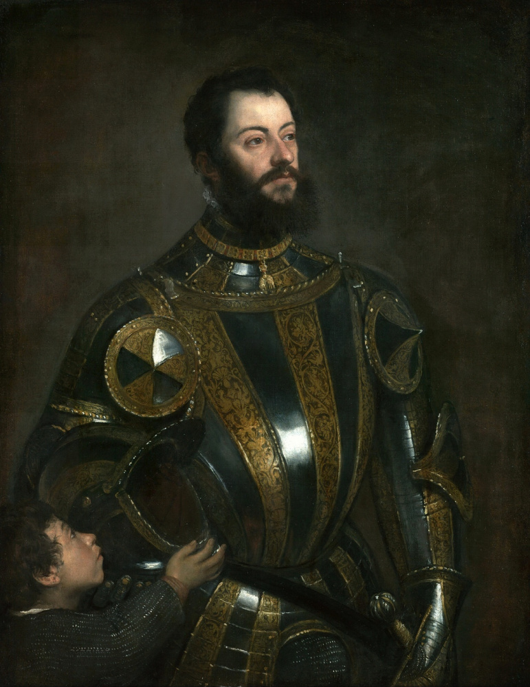 Titian Vecelli. Alfonso d'Avalos, Marchese del Vasto, nell'armatura e nella sua pagina