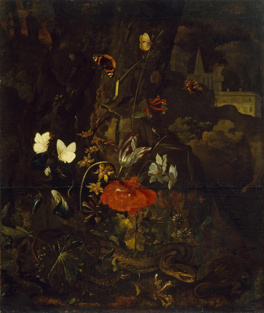 Otto Marceus van Scriec. Flowers, butterflies and snakes