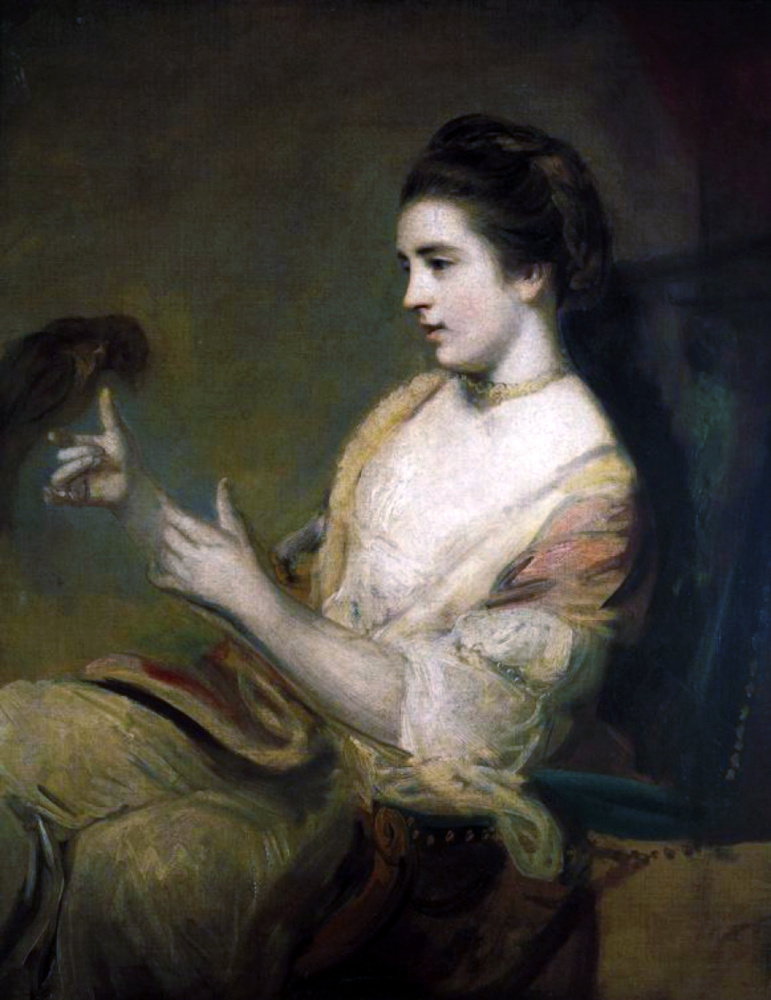 Joshua Reynolds. Portrait of Kitty Fisher with a parrot