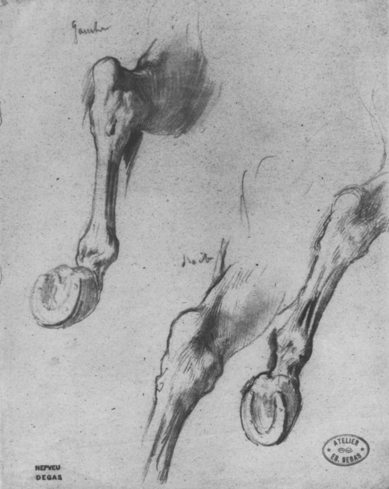 Edgar Degas. Three studies hind legs