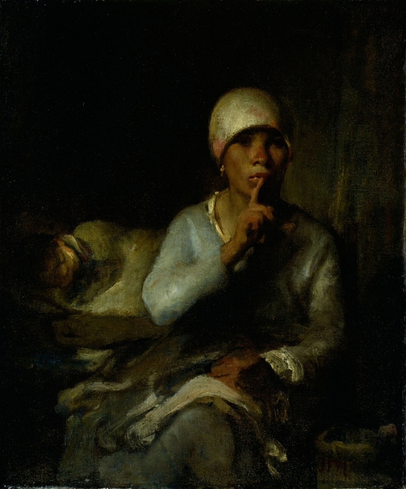 Jean-François Millet. Hush! (Portrait of a woman with a child)