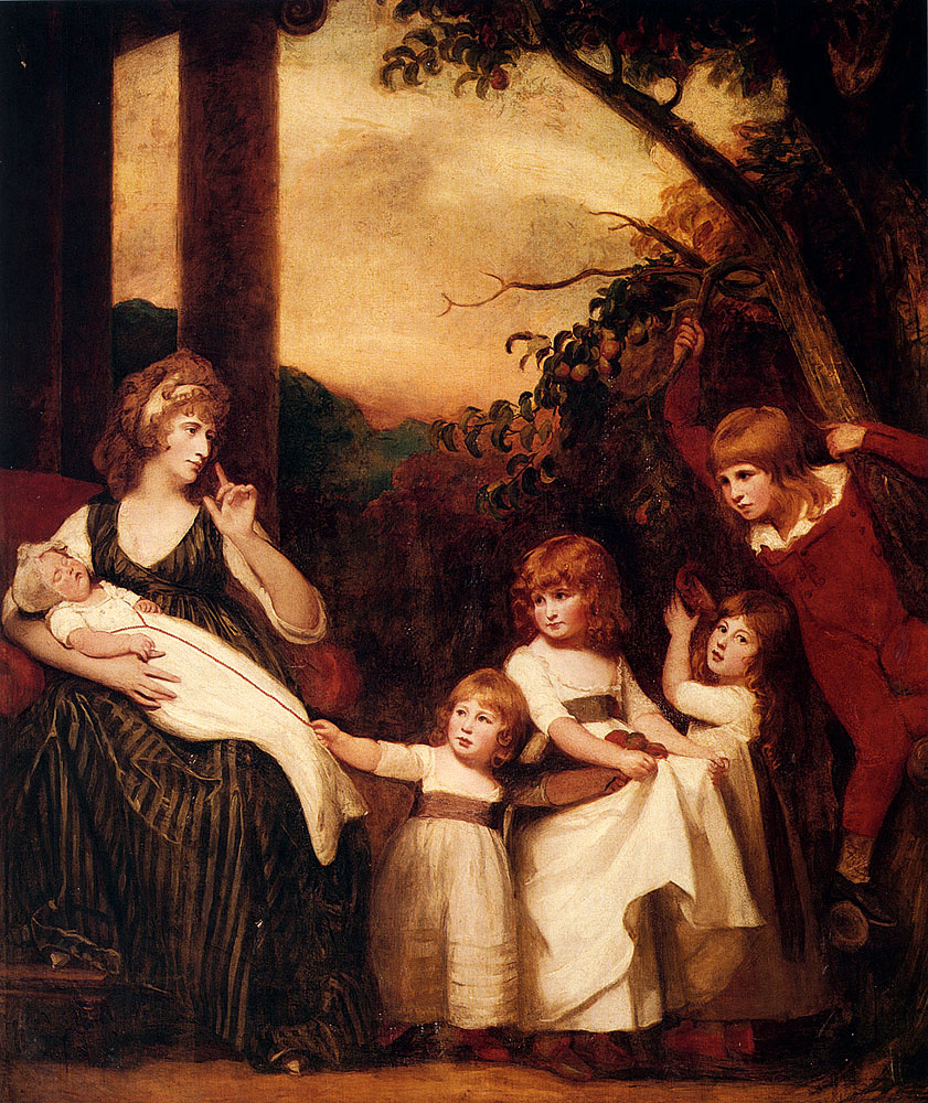 George Romney. Portrait of Charlotte Bozanka with five older children