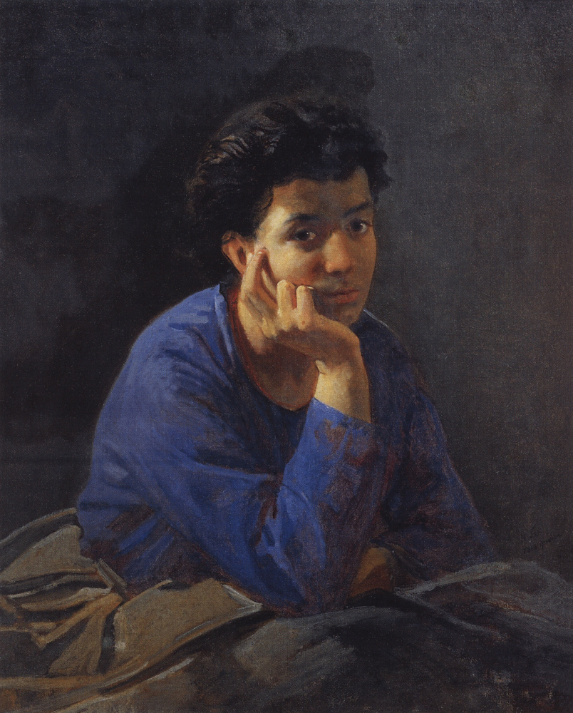 Nikolai Nikolaevich Ge. Portrait of an unknown woman in a blue blouse