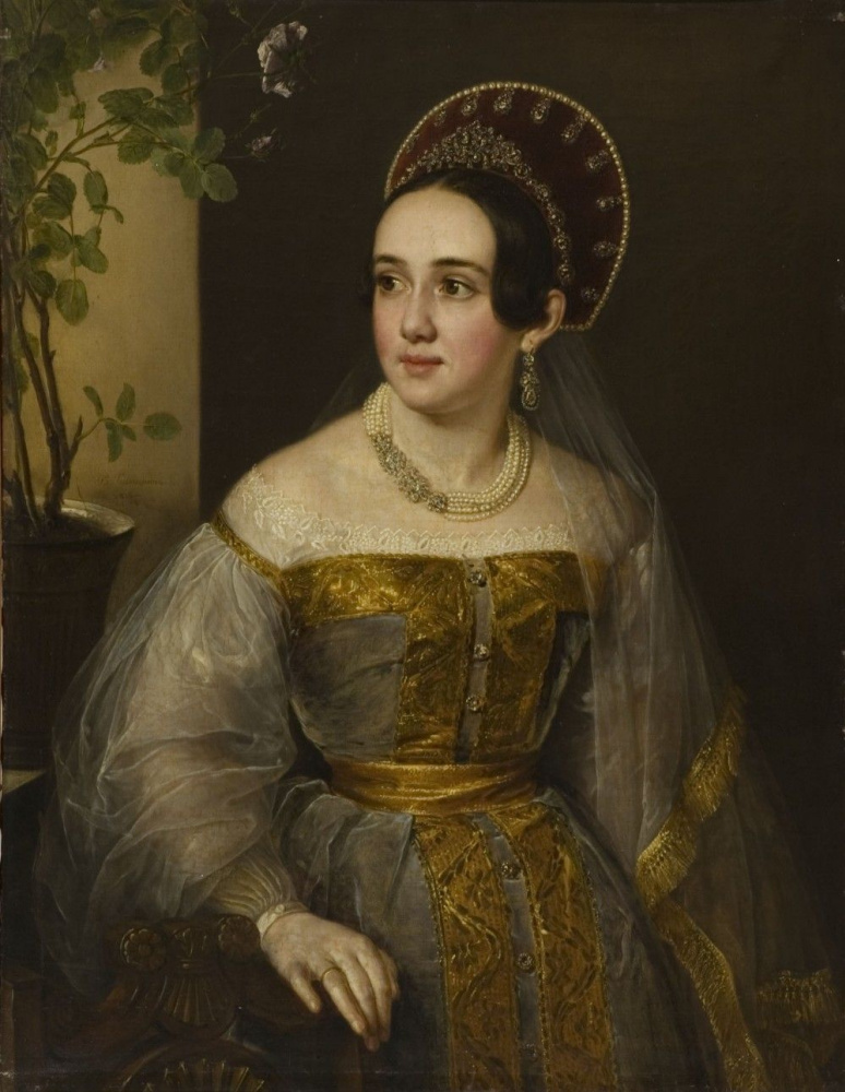 Vasily Tropinin. Portrait widow Ekaterina Ivanovna Karzinkina in Russian costume
