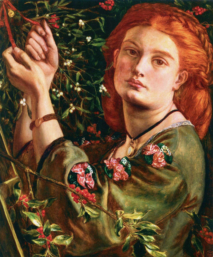 Dante Gabriel Rossetti. Figlia di un contadino (Ragazza, подвязывающая il vischio)