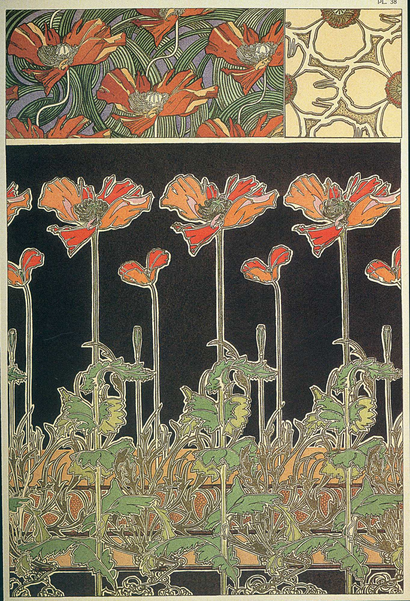 Alfons Mucha. Adorno de flores. Plato decorativo 38