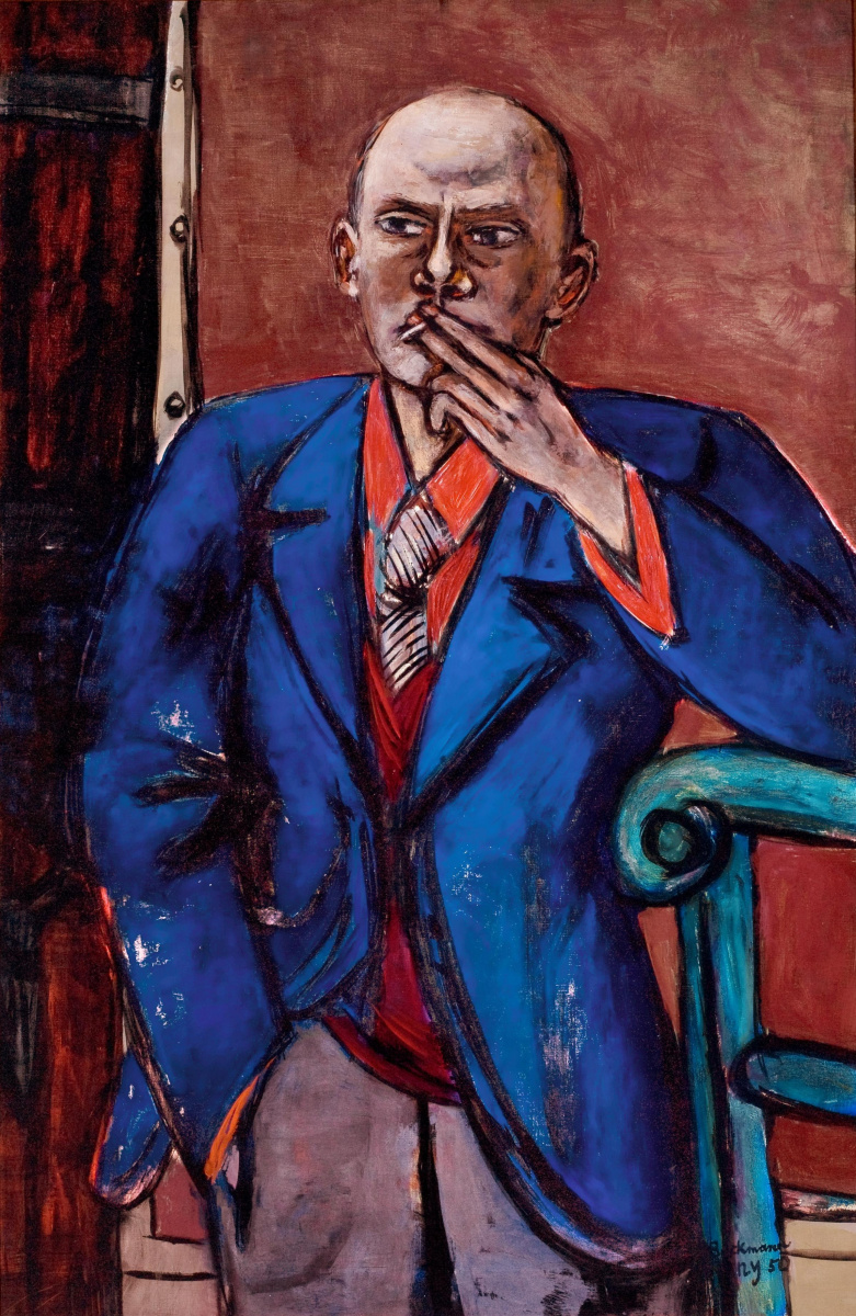 Max Beckmann. Self-portrait in blue jacket