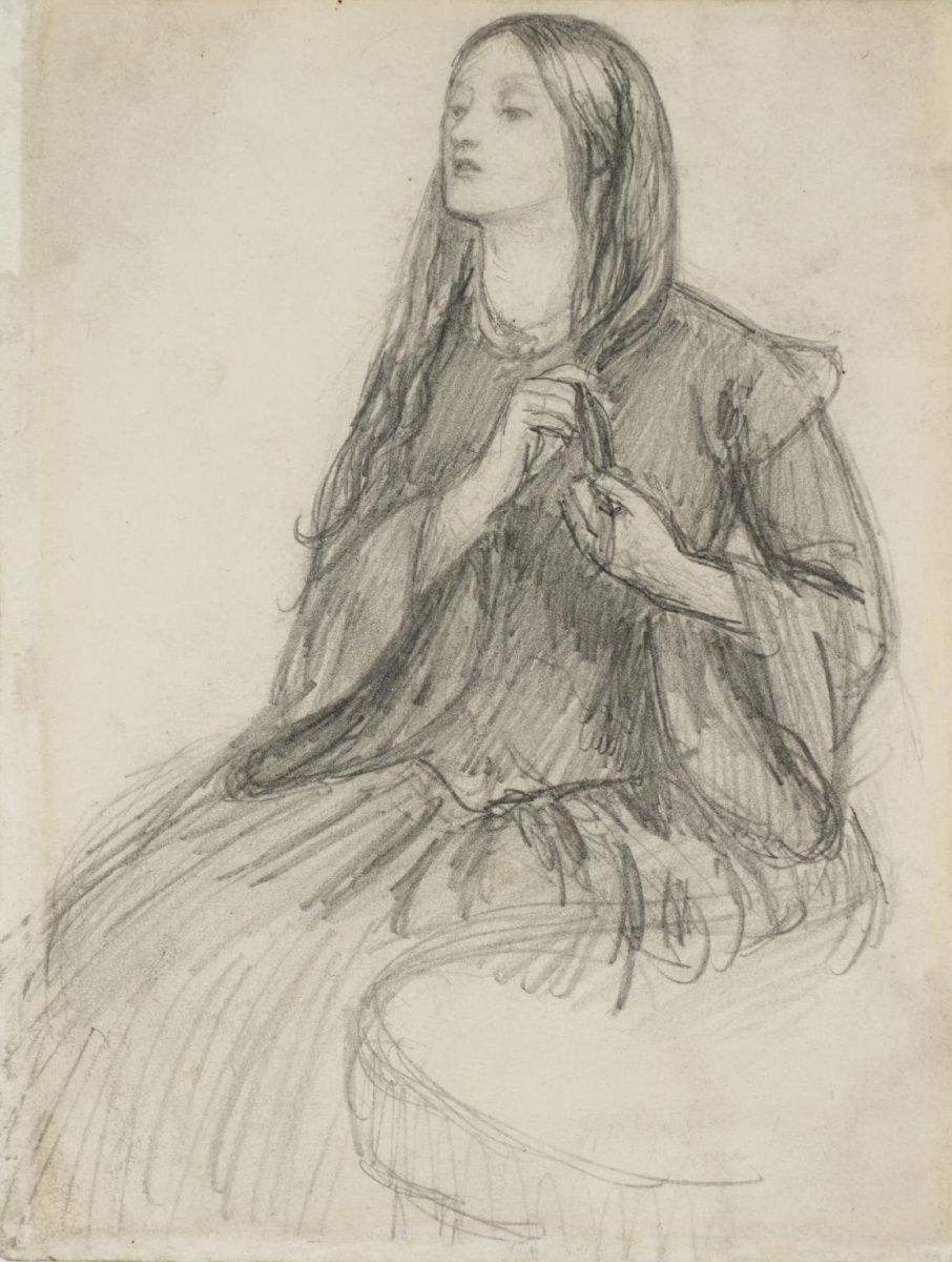 Dante Gabriel Rossetti. Elizabeth Сиддалл, заплетающая cheveux