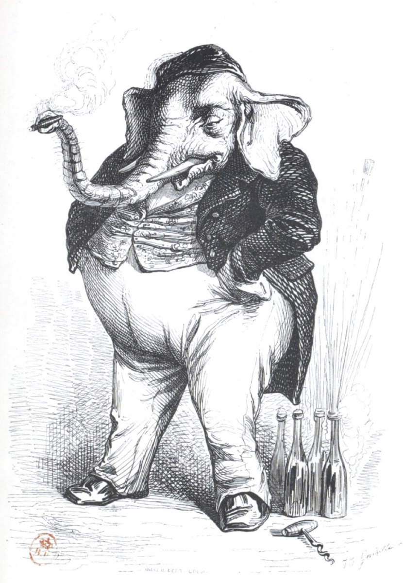 Jean Inias Isidore (Gerard) Granville. Usted es demasiado grueso, señor, no aceptaremos. "Escenas de la vida pública y privada de los animales"