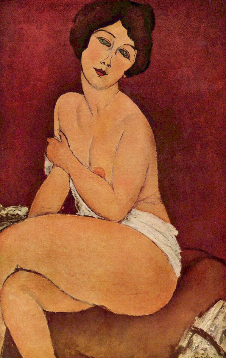 Amedeo Modigliani. Nude seated on a sofa