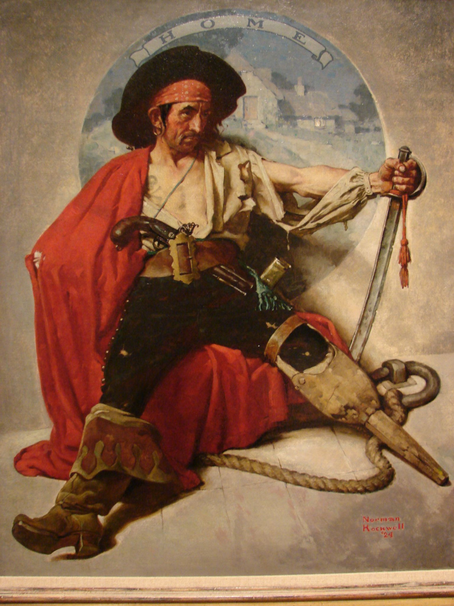 Norman Rockwell. Pirate dreaming of home. Cover of "The Saturday Evening Post" (30 August 1924)