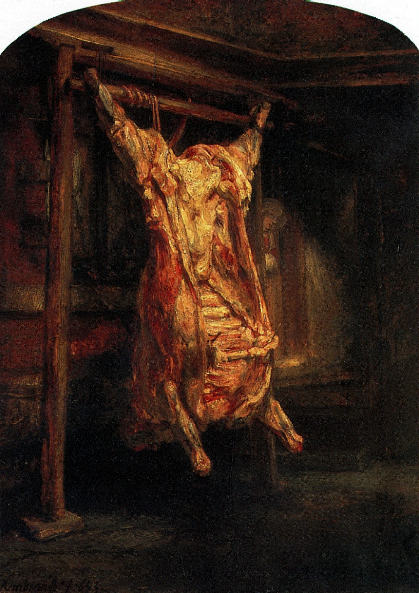 Rembrandt Harmenszoon van Rijn. The carcass of a bull