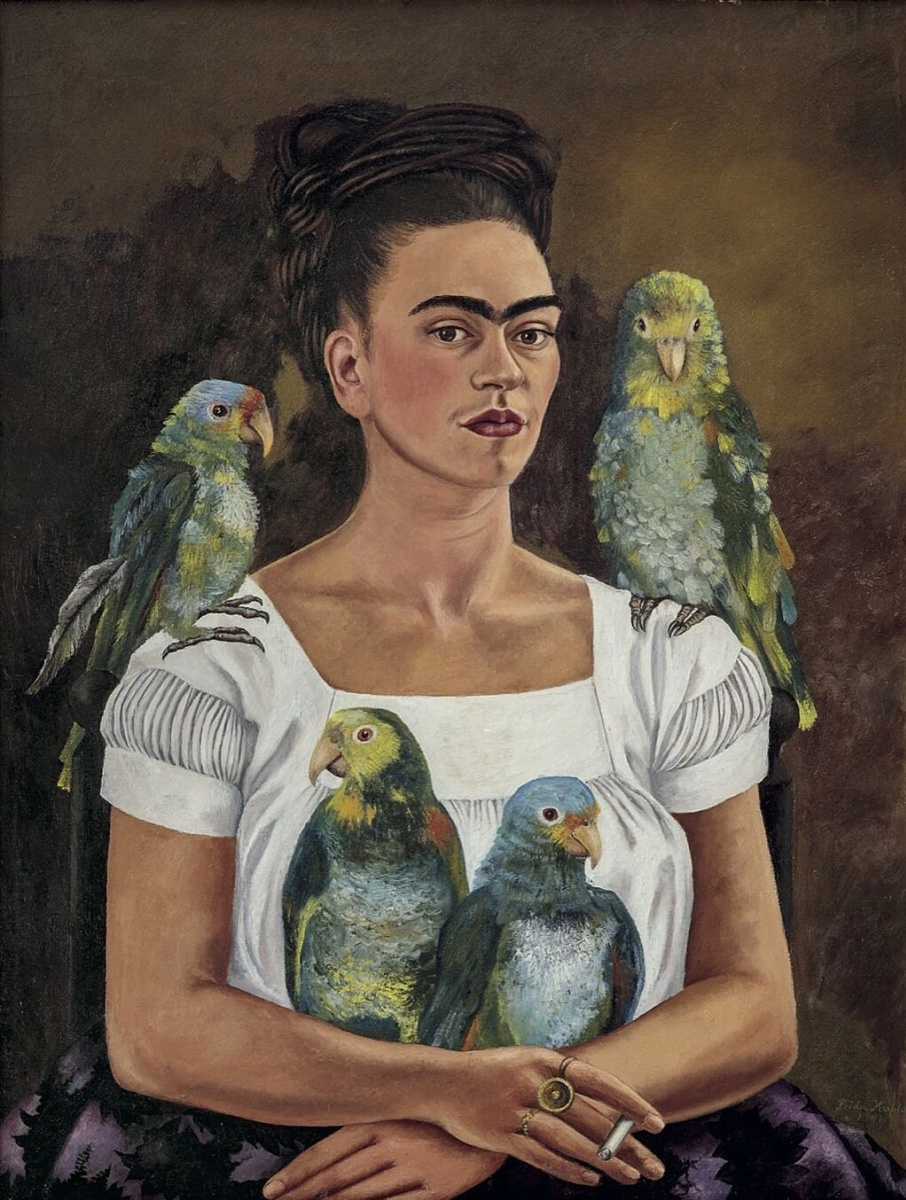 Frida Kahlo. Me and my parrots