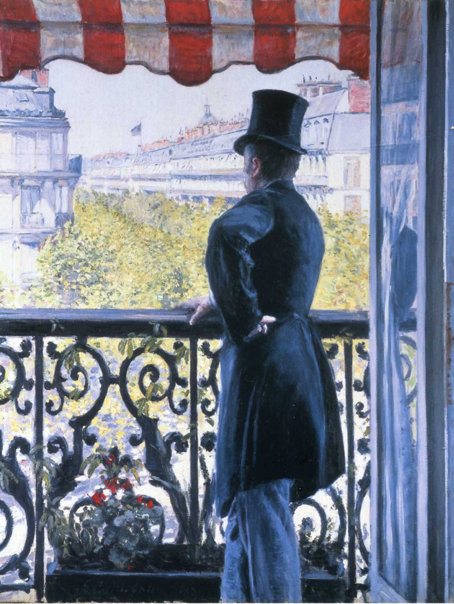 Gustave Caillebotte. Man on balcony, Boulevard Haussmann