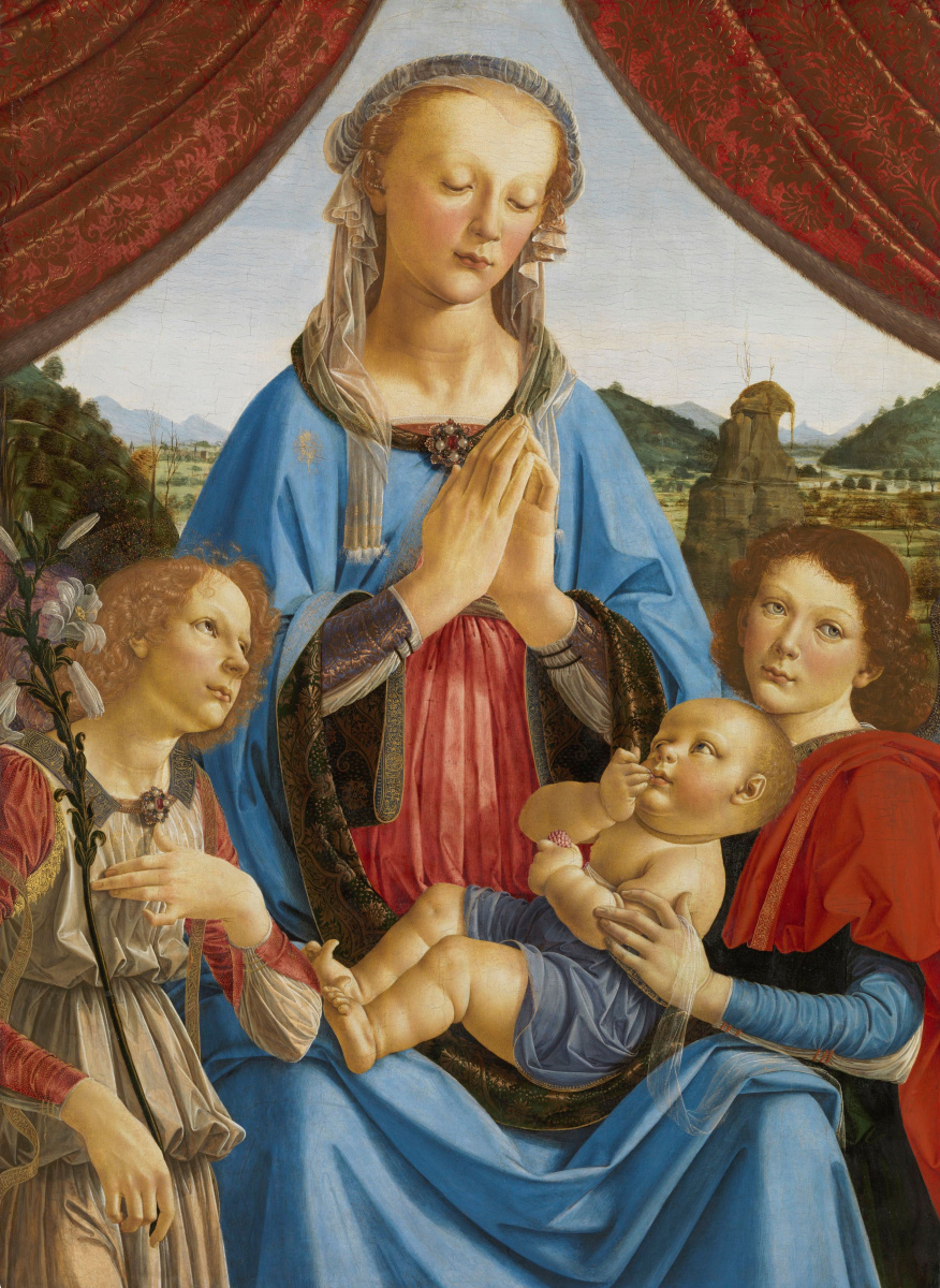 Andrea del Verrocchio. Madonna with two angels