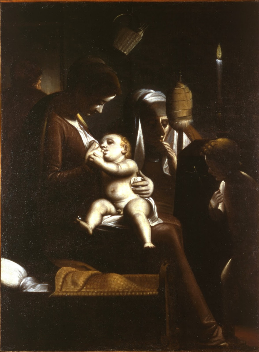 Sofonisba Anguissola. Madonna and Child by candlelight (Luca Cambiaso as Madonna)