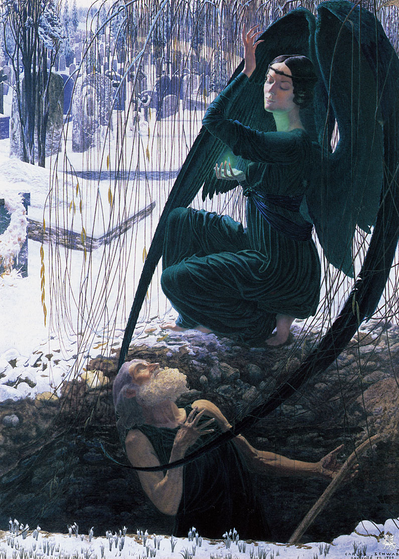 Carlos Schwabe. Death and the gravedigger