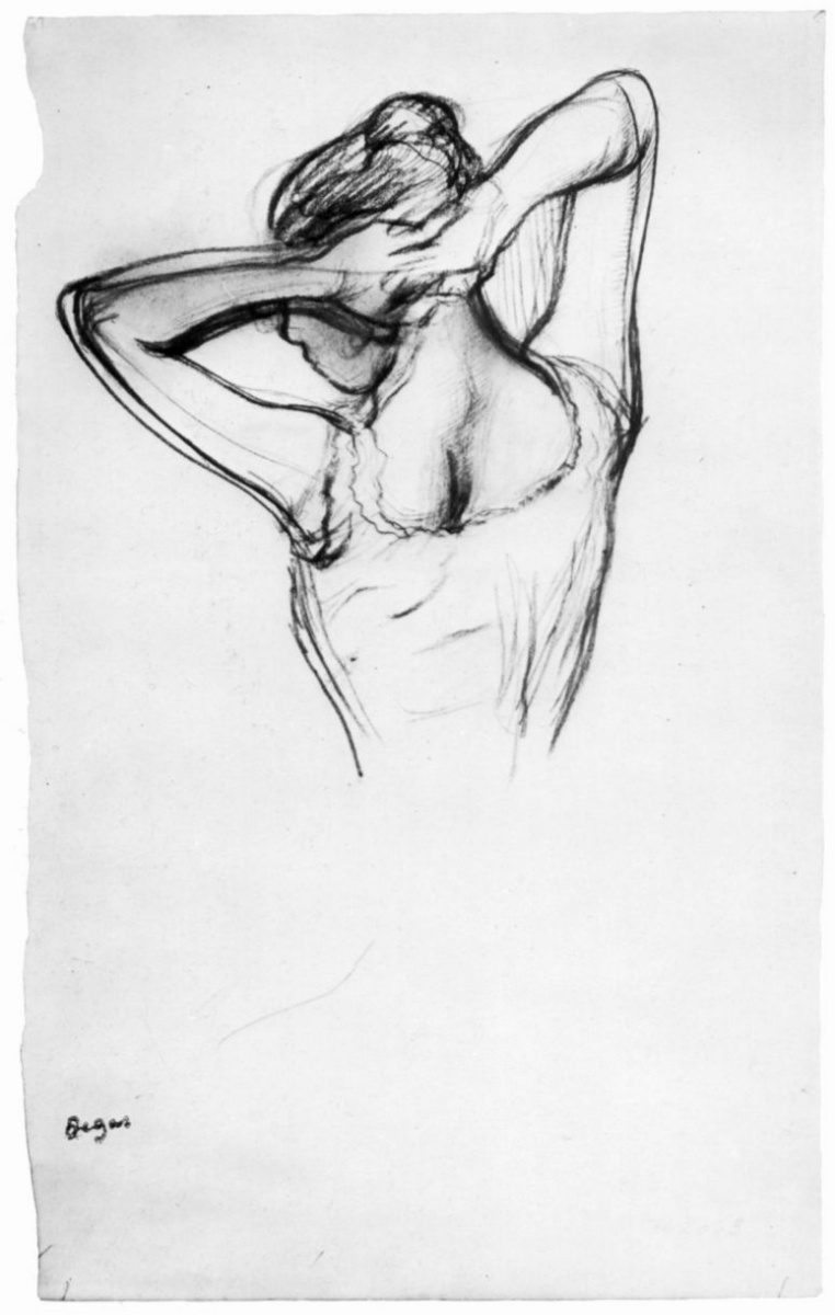 Edgar Degas. Half-figure of a ballerina with crossed behind the head with hands