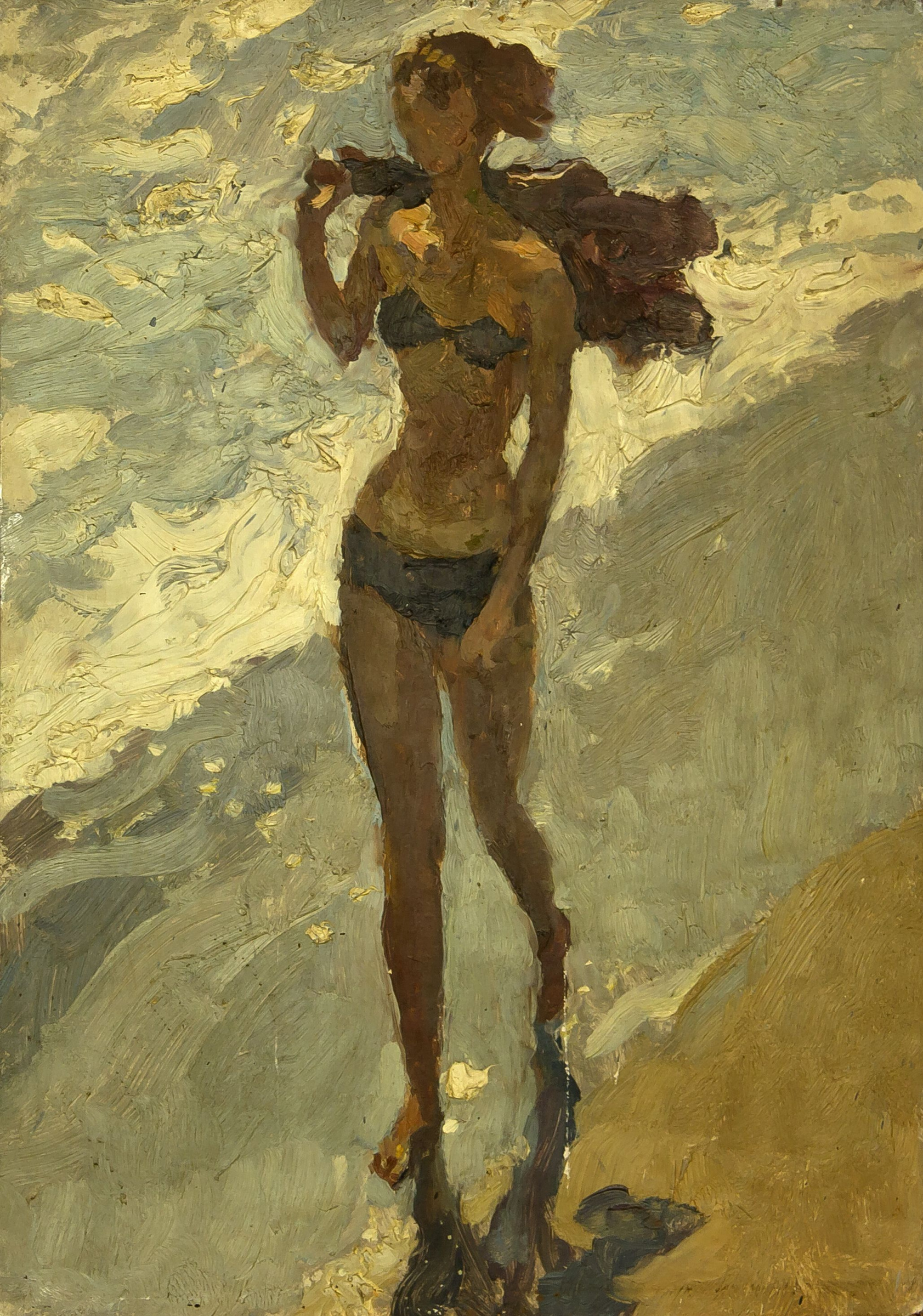 Yuri Nikolaevich Egorov En la playa, XX, 49×69 cm: Descripción de la obra |  Arthive