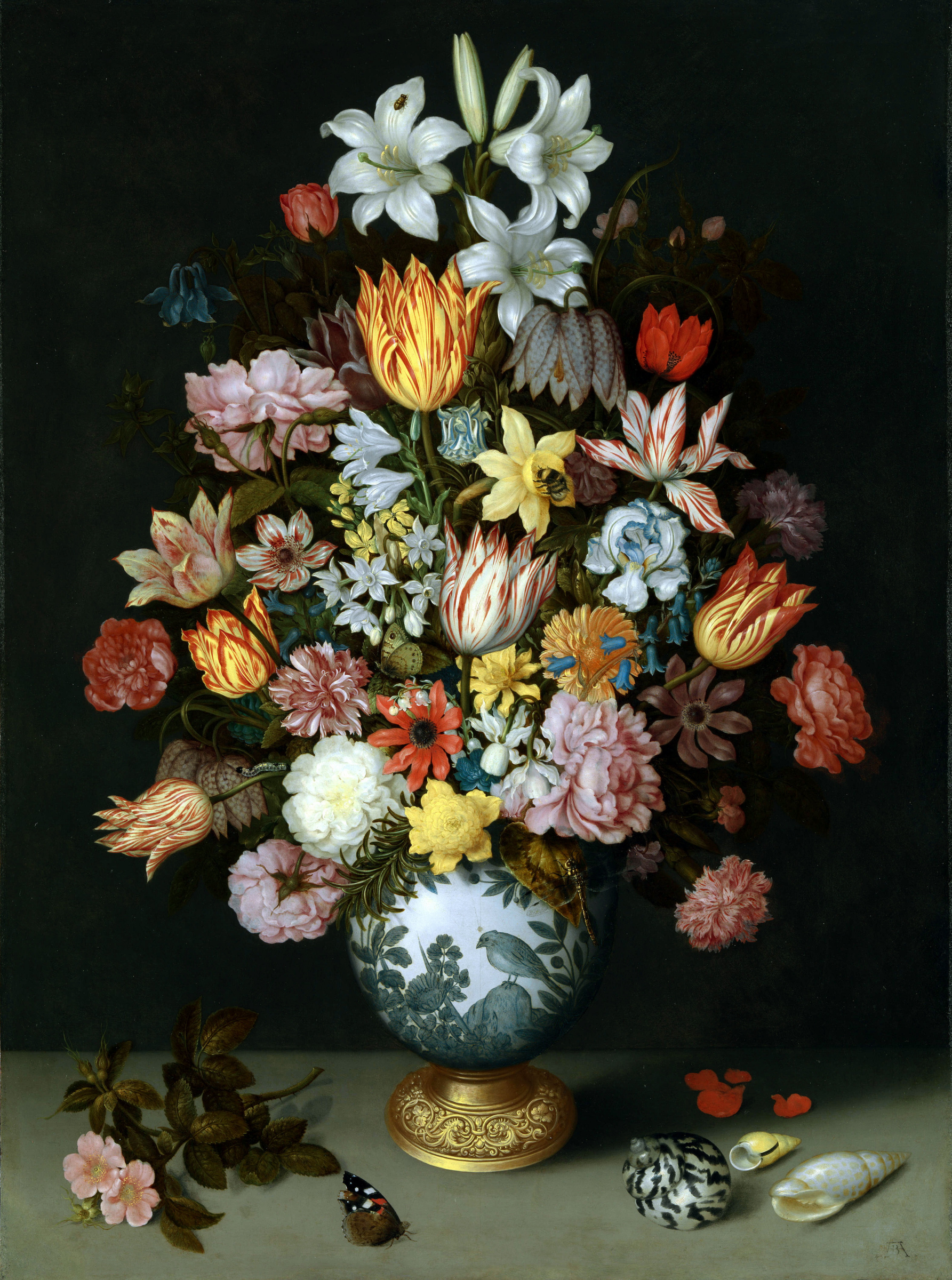 Buy digital version: Still life with flowers in a vase by Ambrosius  Bosschaert the Elder | Arthive