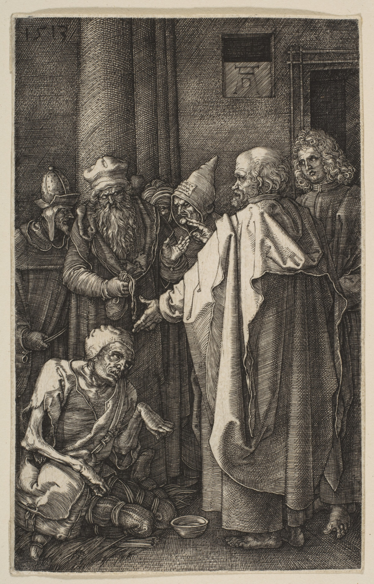 Albrecht Dürer. Saints Peter and John heal a paralytic. From the cycle "the passion of the Christ"