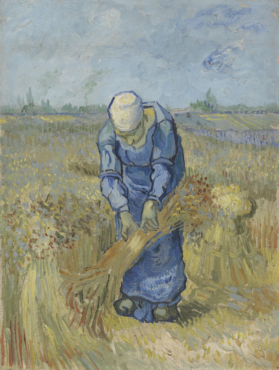Vincent van Gogh. The peasant girl knitting in the sheaves (based on millet)