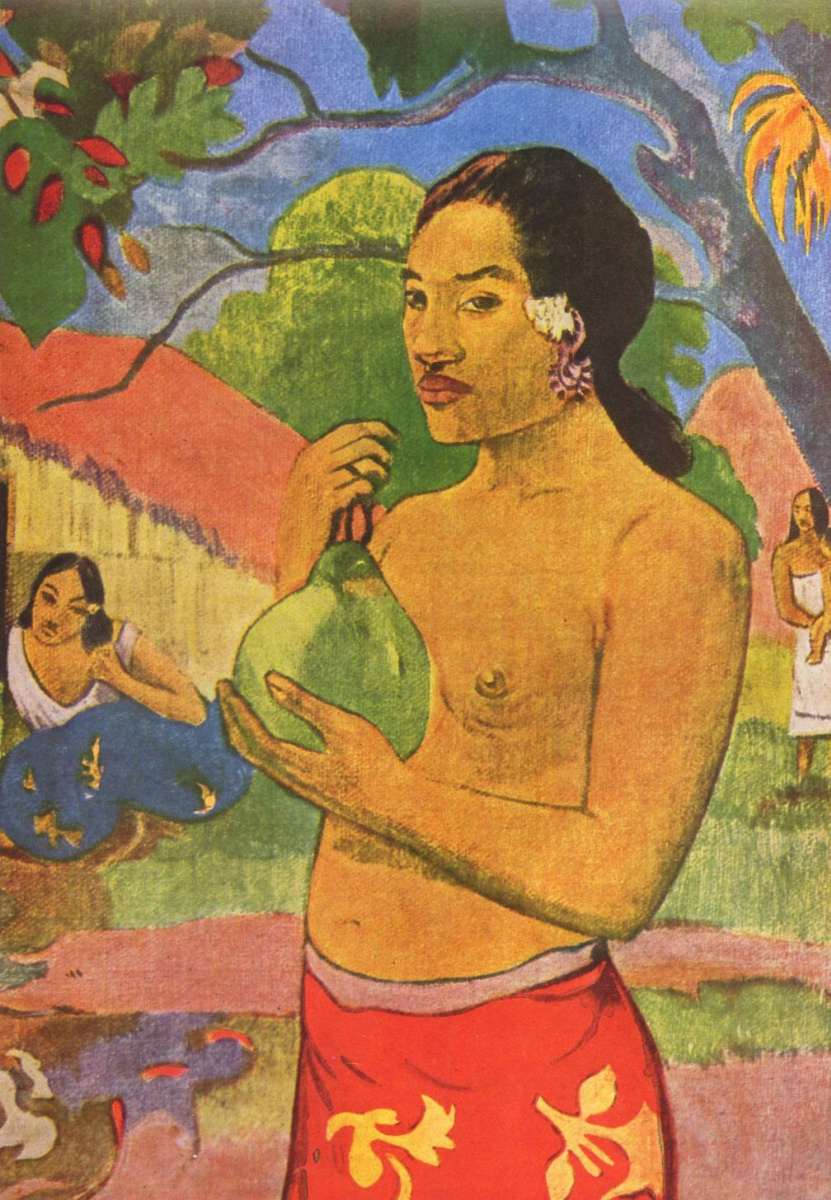 Paul Gauguin. Woman holding a fruit. Fragment