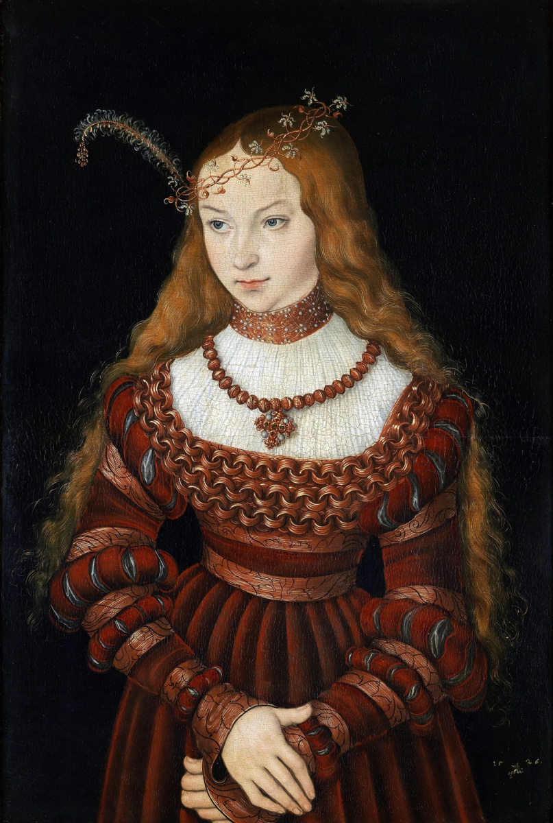 Lucas Cranach the Elder. Princess Sibylla of Cleves in the bride's attire