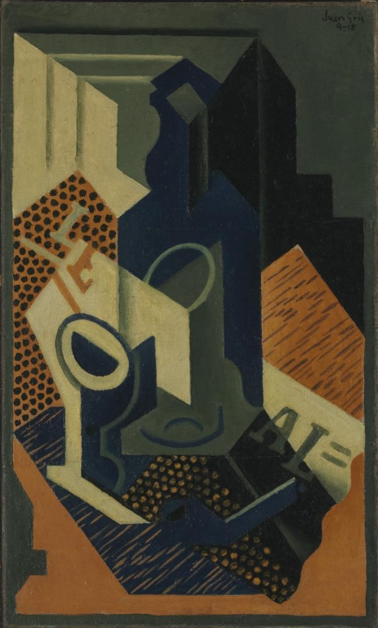 Juan Gris 瓶子和杯子, 1918, 33×55 厘米：作品描述| Arthive