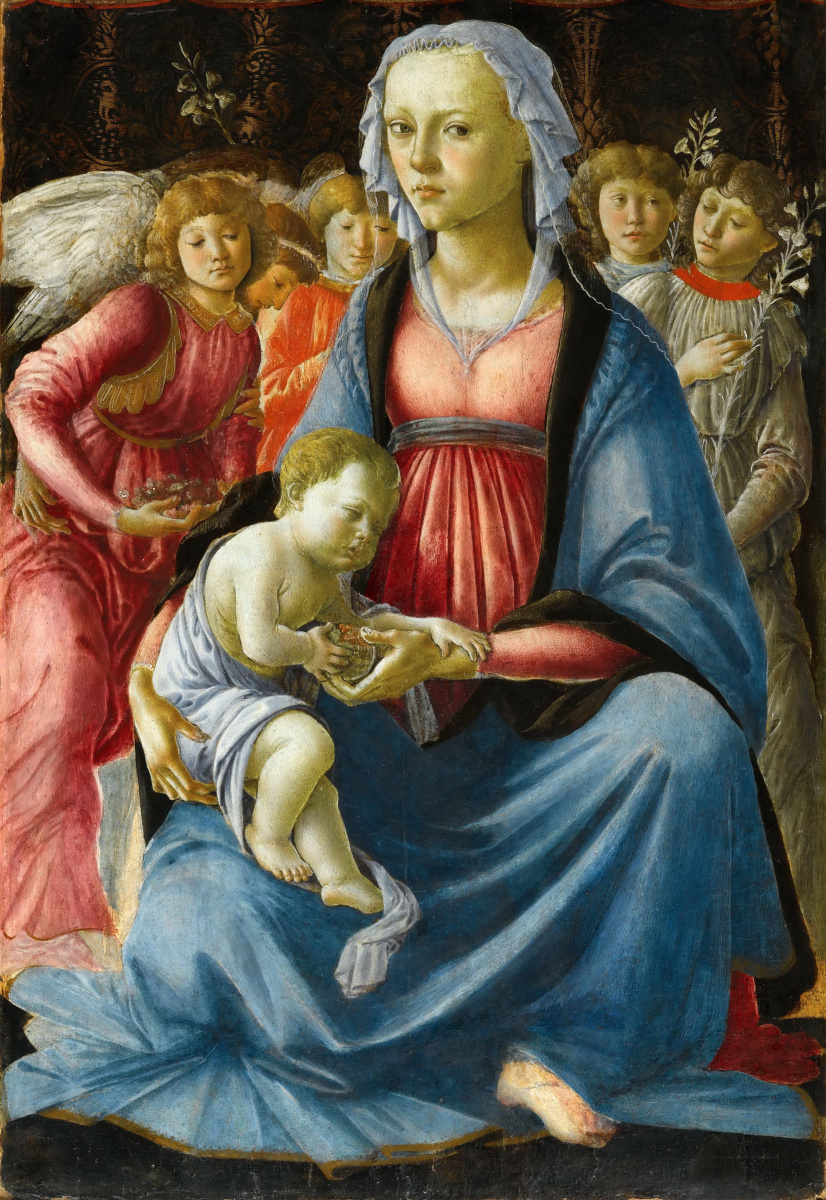 Sandro Botticelli. Madonna with child and five angels