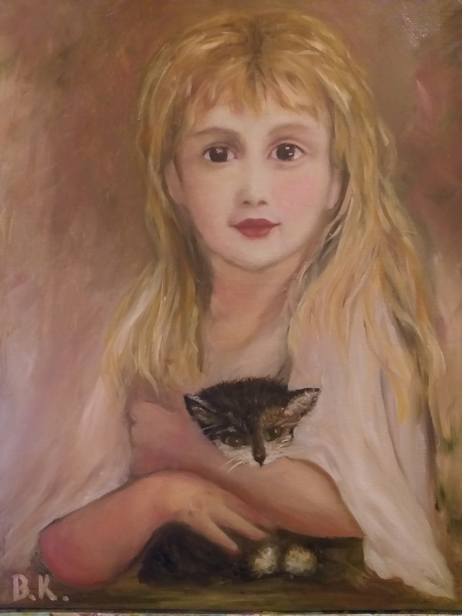 Valeria Kostromina. Girl with a kitten.