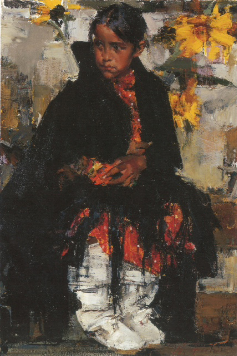 Nicolai Fechin. The girl from Taos sunflower