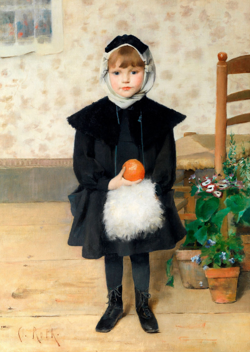 Clemence Roth. Fille avec orange