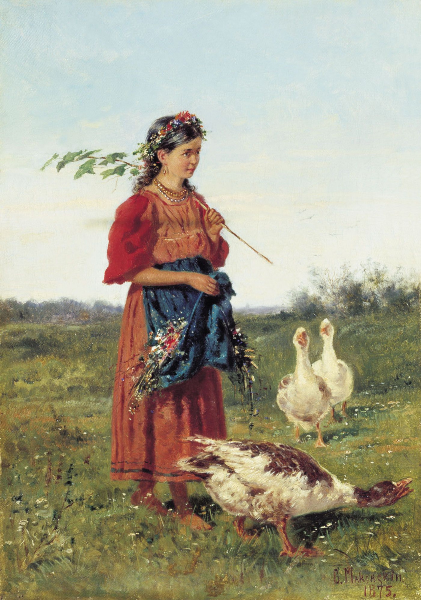 Vladimir Egorovich Makovsky. Girl with geese