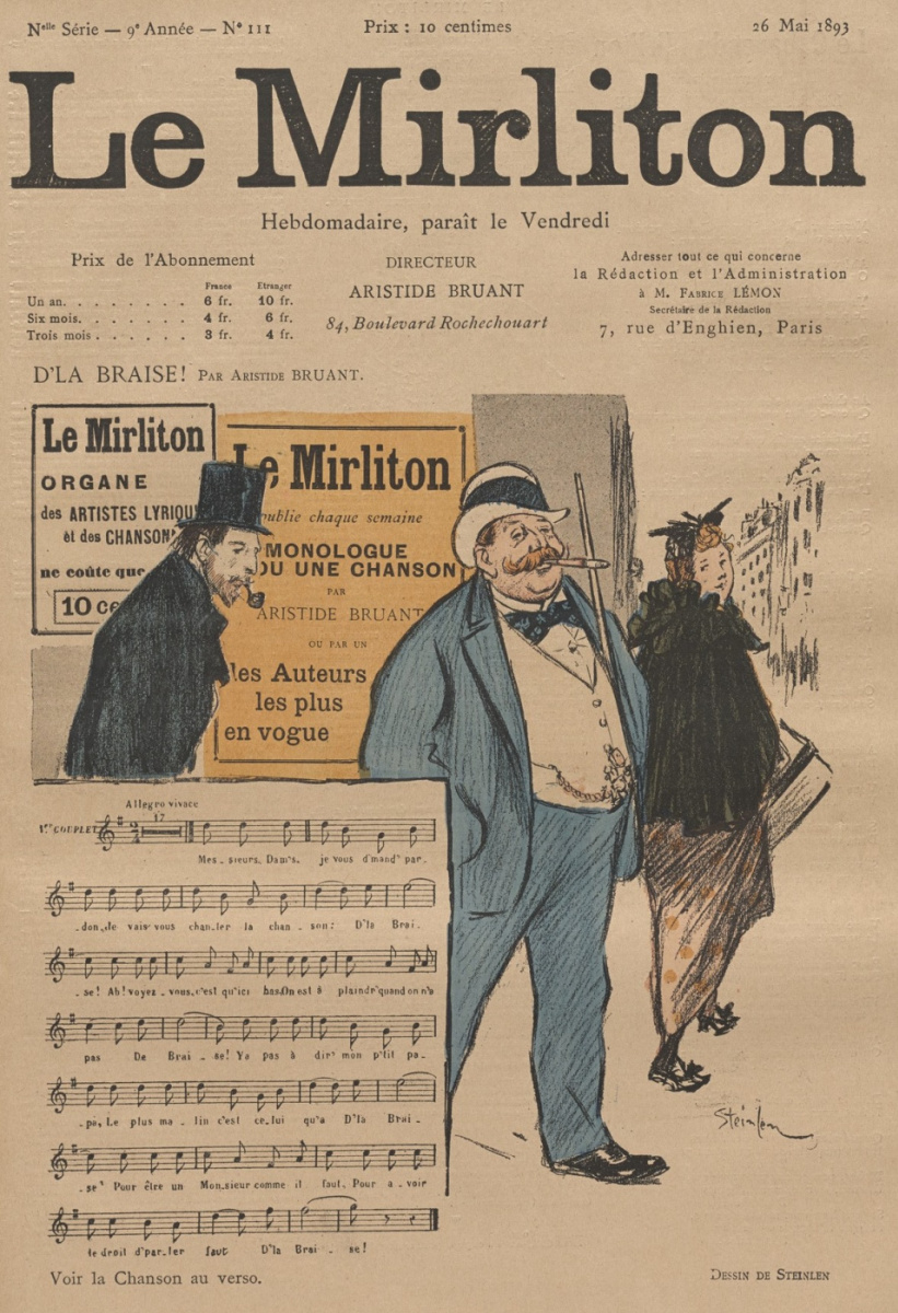 Theophile-Alexander Steinlen. Illustration for the magazine "Mirliton" No. 111, may 26, 1893
