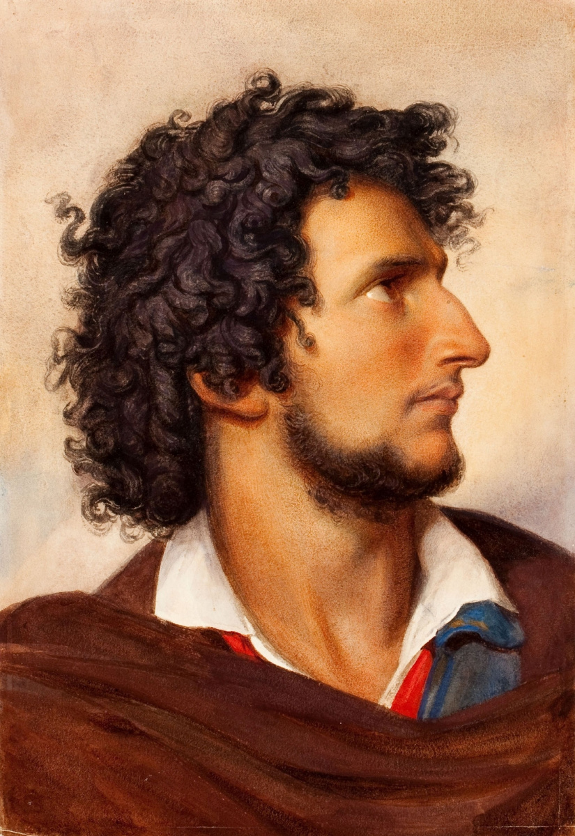 Friedrich von Amerling. La testa di un giovane barbuto veneziano. Gesso del 1860