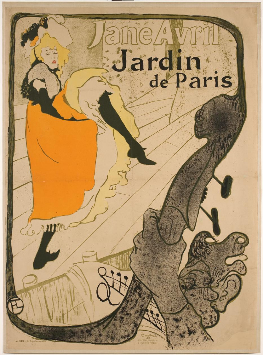 Henri de Toulouse-Lautrec. Jane Avril en el cartel del Jardin de Paris
