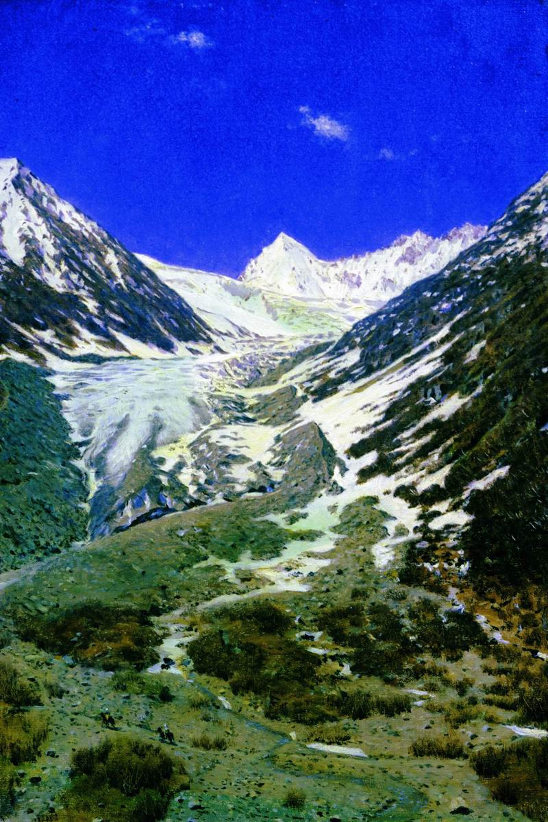 Vasily Vereshchagin. Glacier on the road from Kashmir to Ladakh. Etude