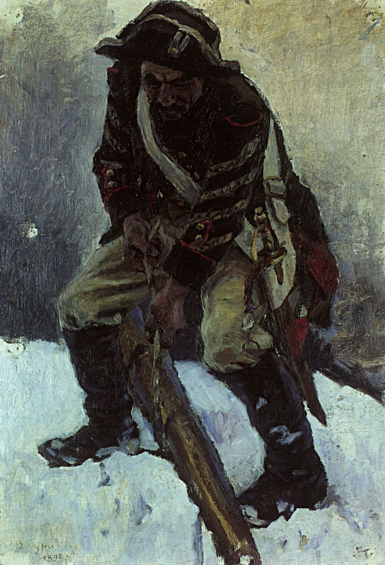 Vasily Surikov. Suvorov's soldiers. Study for the painting "Suvorov crossing the Alps"