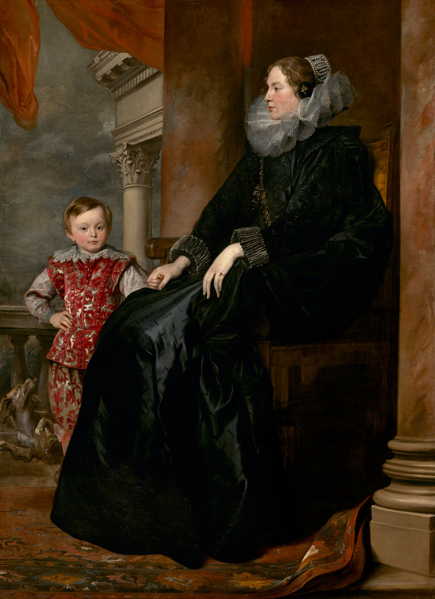 Anthony van Dyck. Portrait of a Genoese noblewoman with her son