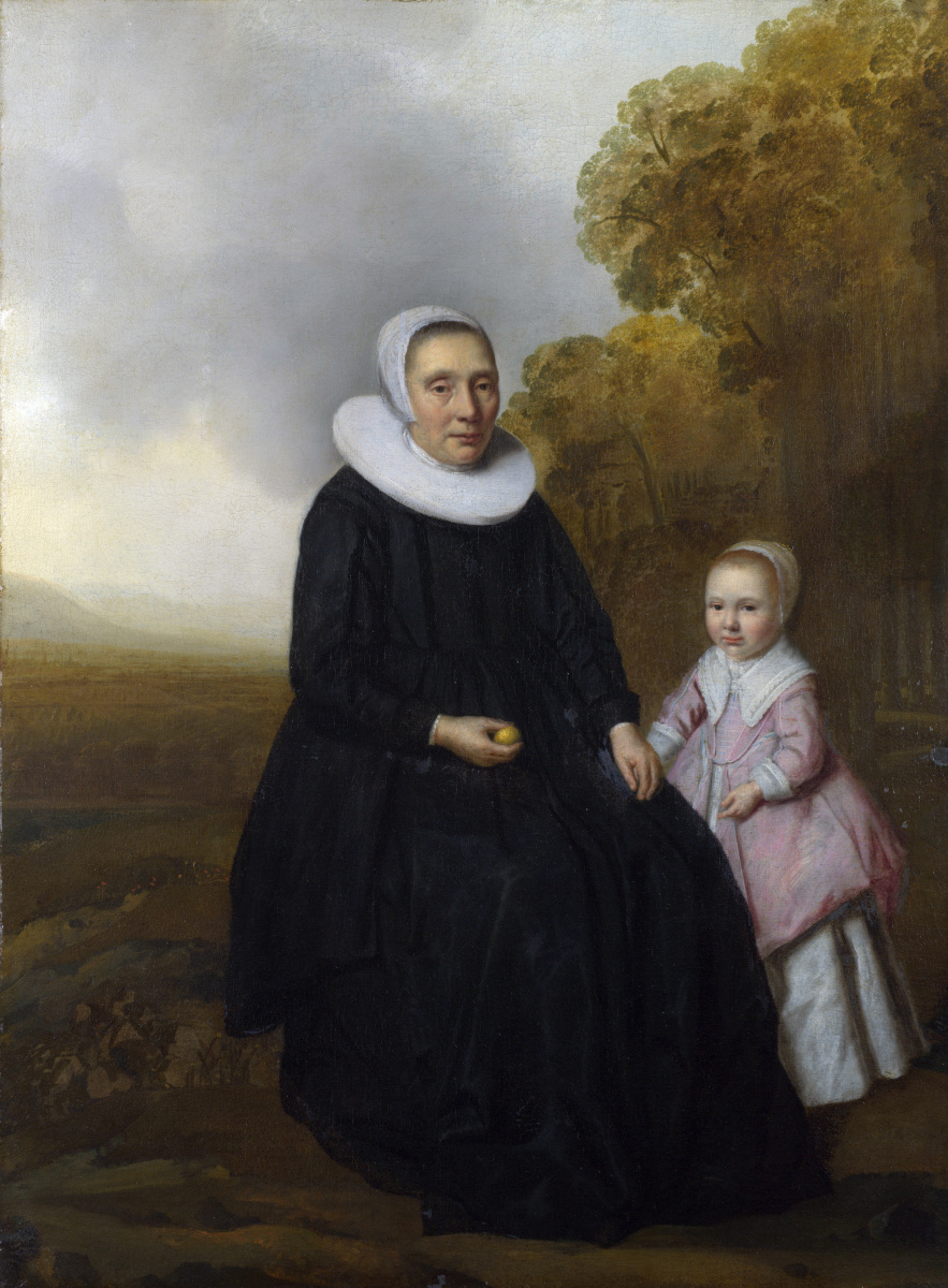 Голландский. Портрет сидящей женщины и девушки в пейзаже