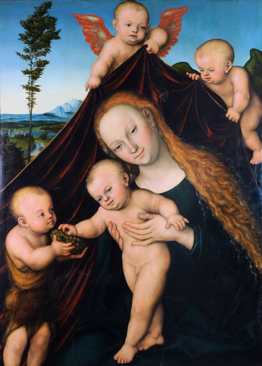 Lucas Cranach the Younger. Madonna and child with young John the Baptist. 1534