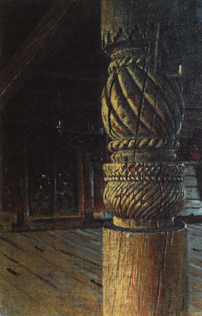 Vasily Vereshchagin. A carved pillar in the refectory of St. Peter and Paul Church in the village Muchugi Vologda province. Etude