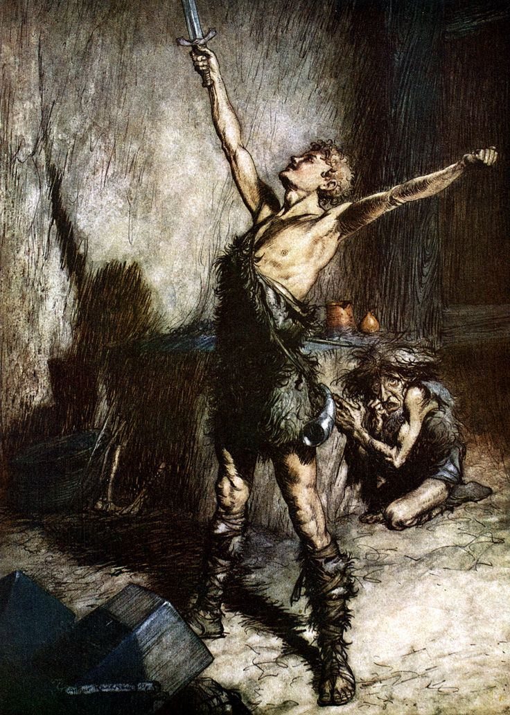 Arthur Rackham. Illustration for the book "The Ring of the Nibelungen"