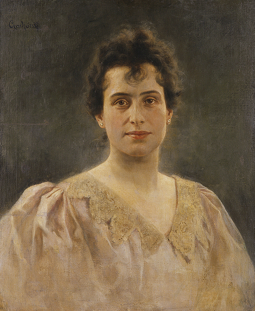 一名妇女的画象一件礼服的有鞋带衣领的