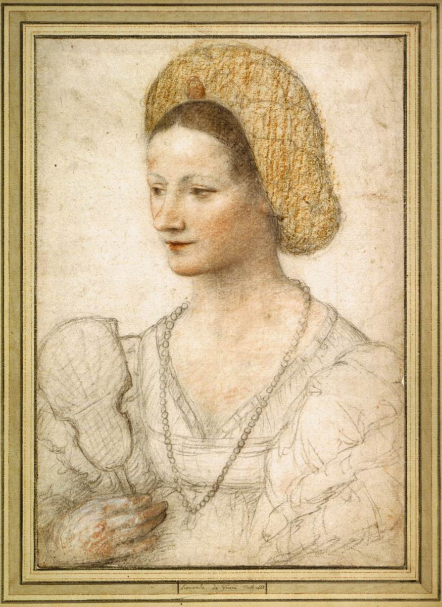 Bernardino Luini. Porträt einer Frau mit einem Fan