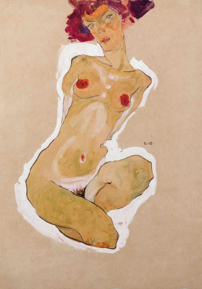 Egon Schiele. Nude squat