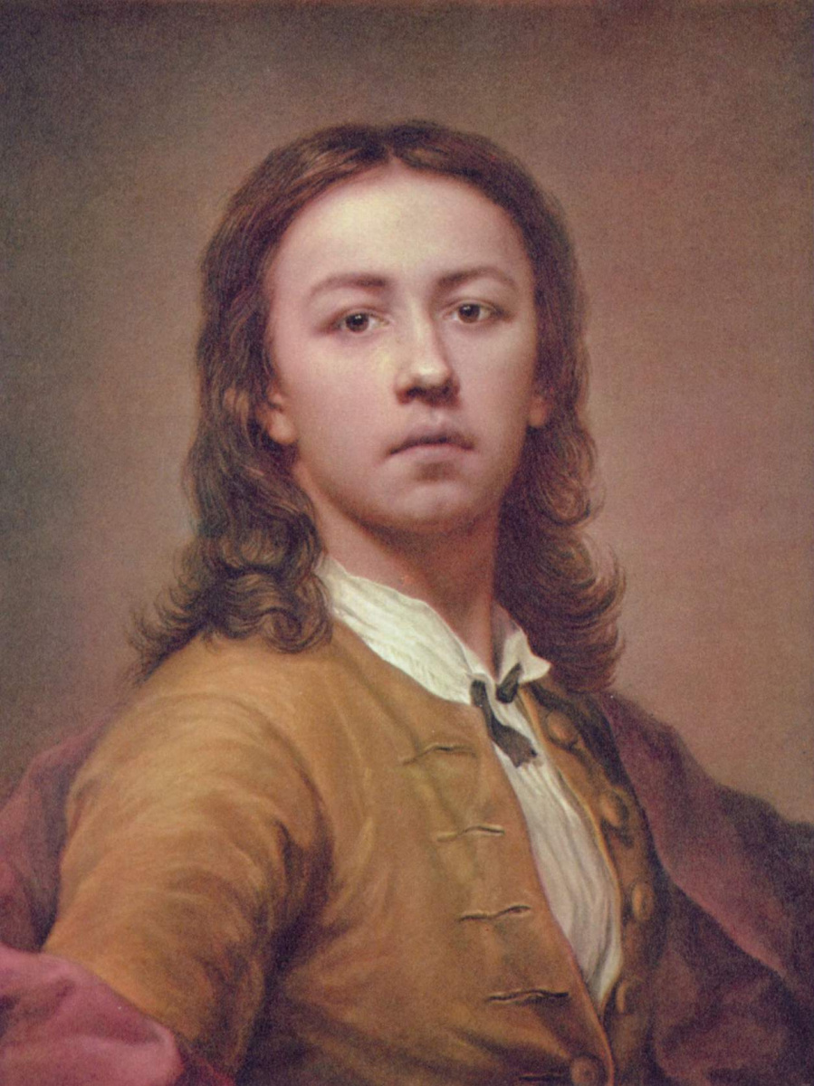 Anton Rafael Mengs. Self portrait in red cloak
