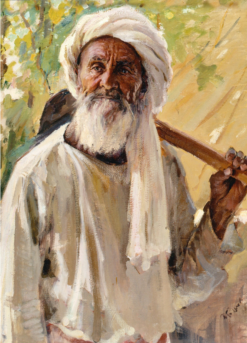 Pavel Petrovich Benkov. Portrait of a collective farmer-drummer