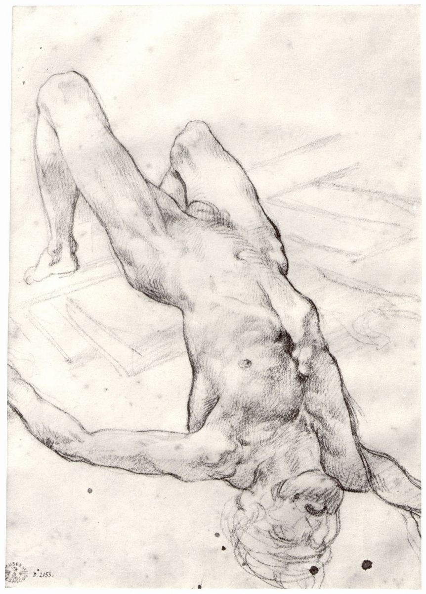 Théodore Géricault. Sketch for the painting "The Raft of Medusa". Lying naked